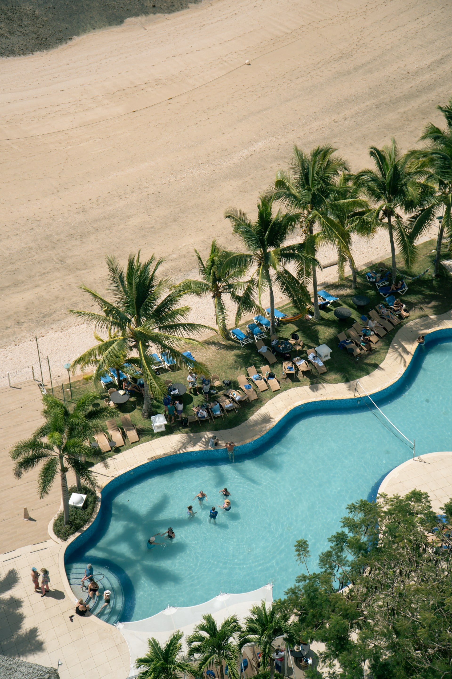 Poolside deck with lounger layout